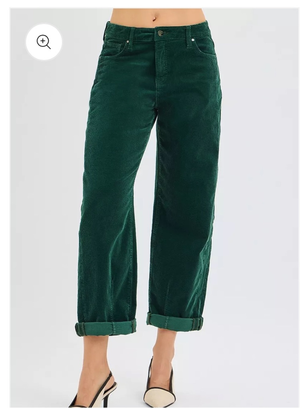 RISEN Los Angeles sz 27 5 Emerald Green High Rise Crop Barrel Corduroy Pants